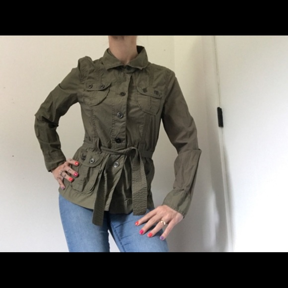 Calvin Klein Jeans Jackets & Blazers - Calvin Klein Jeans Army Shirt/Jacket Y2K Button Down Tie Waist Olive Green